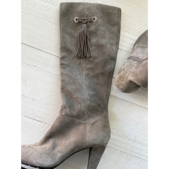 Bandolino Gray Suede Tassel Knee-High Boots - Picture 2 of 6